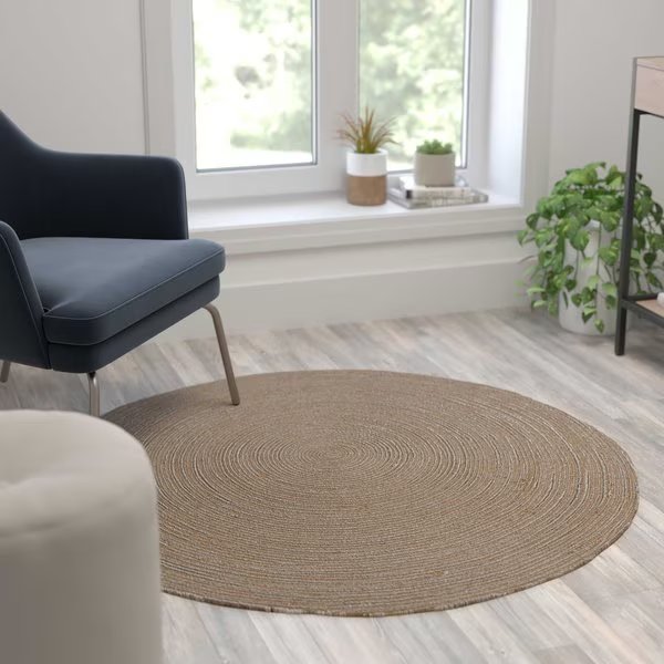 4 Foot Round Braided Natural Jute Blend Area Rug, Flash Furniture, Mfr#: CI-19-3694-4-GG